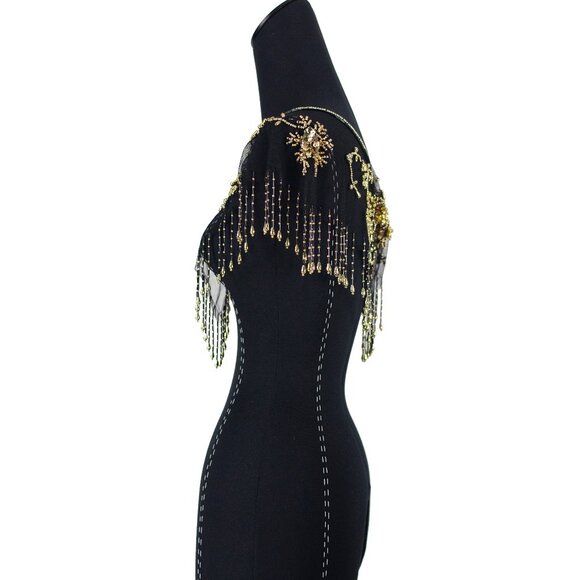 Embroidered cropped, mesh top with gold embellishment - Picture 3 of 4